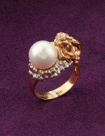 Кольцо из золота 585 пробы c жемчугом