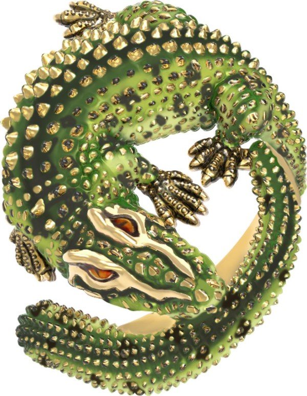 Кольцо из лимонного золота c эмалью