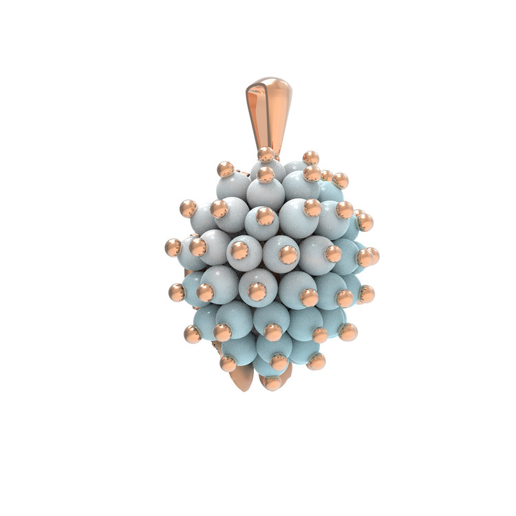 Подвеска из золота c эмалью и бирюзой