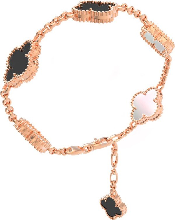 Браслет из золота c ониксом и перламутром