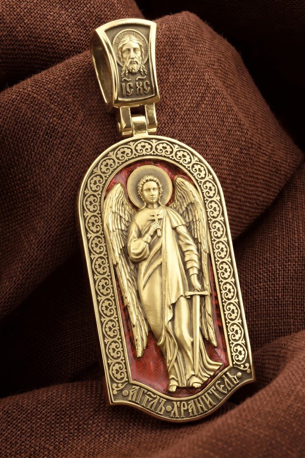 Образок из лимонного золота c эмалью