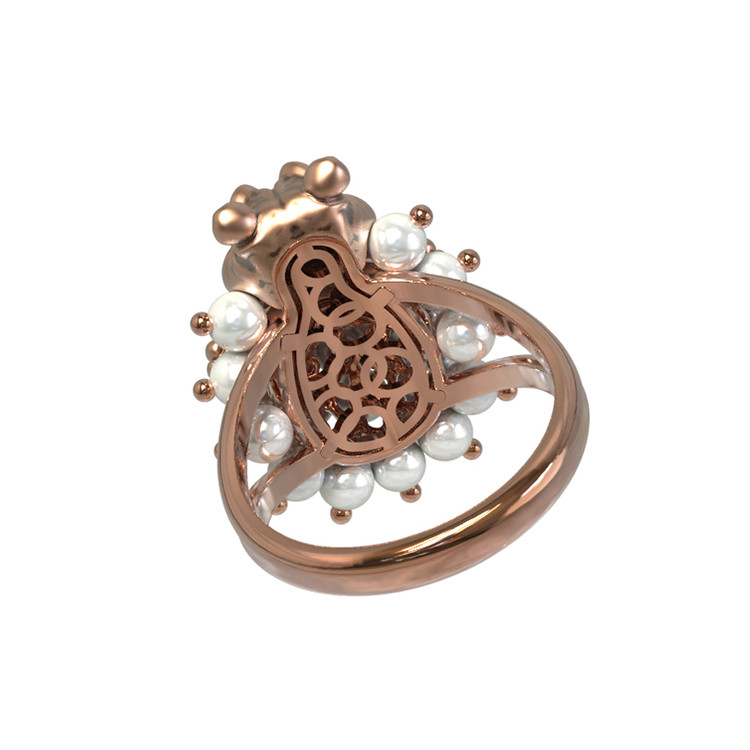 Кольцо из золота c эмалью и жемчугом