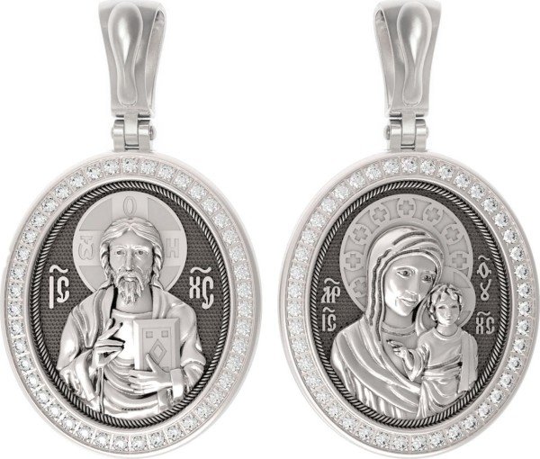 Образок из белого золота c бриллиантами