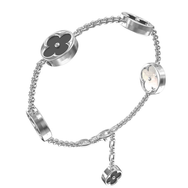 Браслет из белого золота c ониксом и перламутром