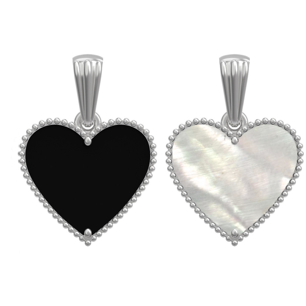 Подвеска из белого золота c ониксом и перламутром