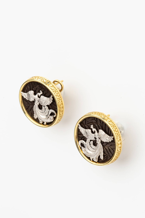 Серьги из лимонного золота c эбеновым деревом