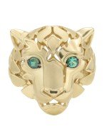 Кольцо из лимонного золота c изумрудом и рубином