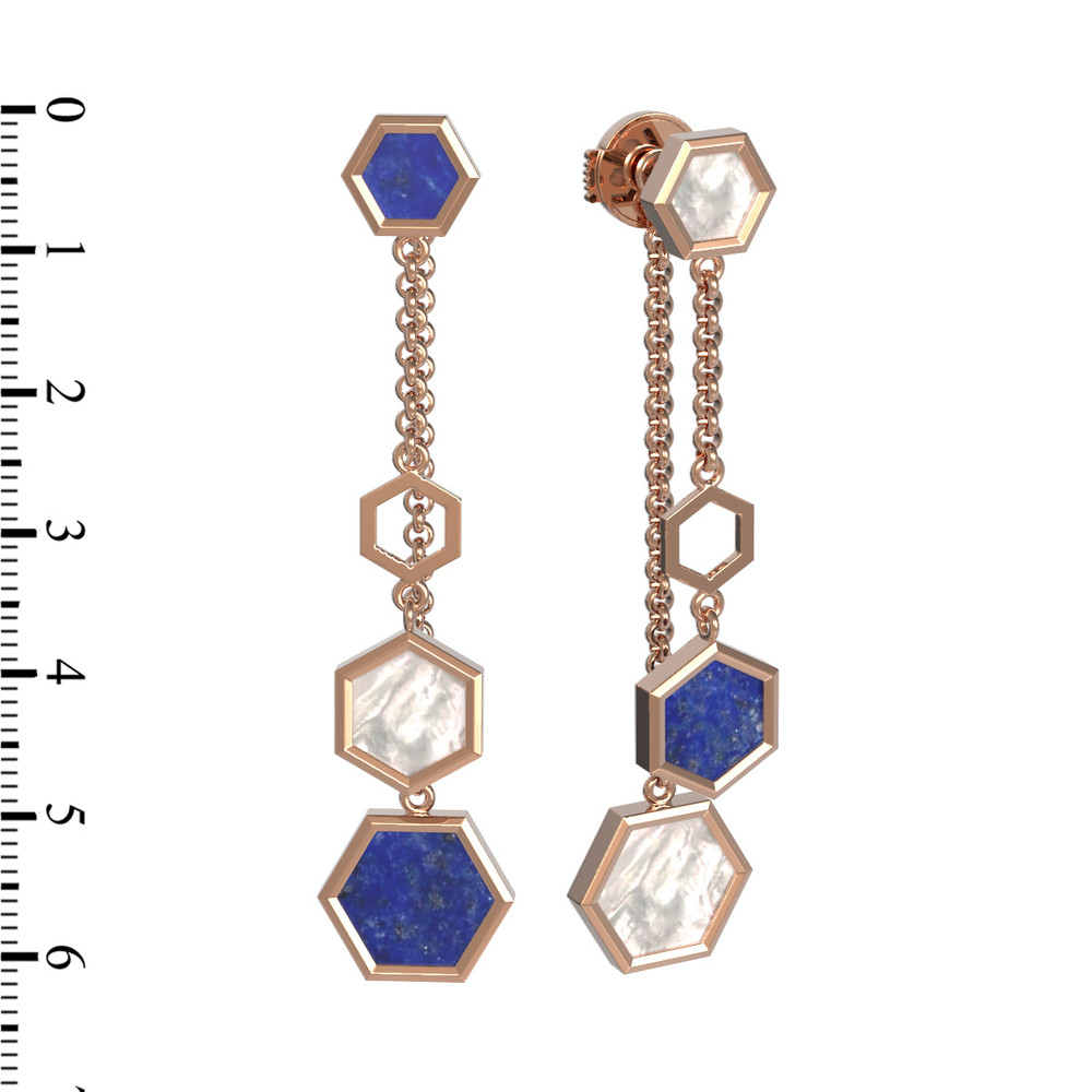 Серьги из золота c лазуритом и перламутром