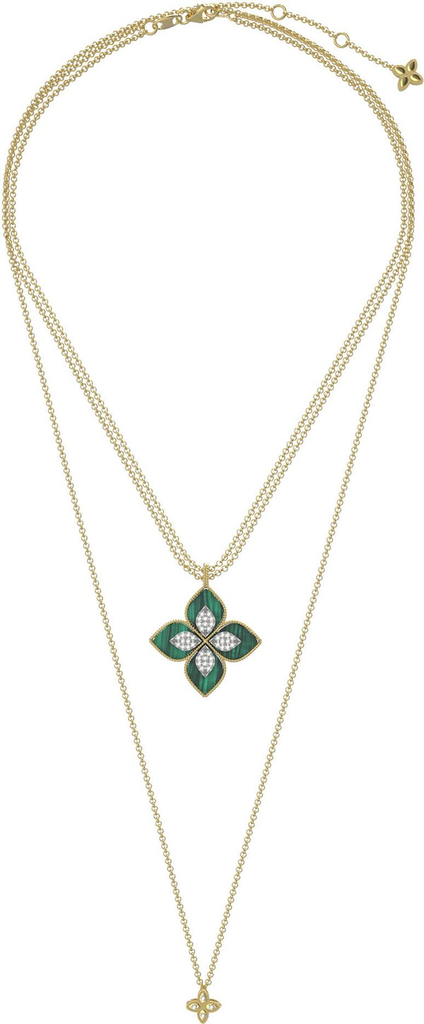 Колье из лимонного золота c бриллиантами и малахитом