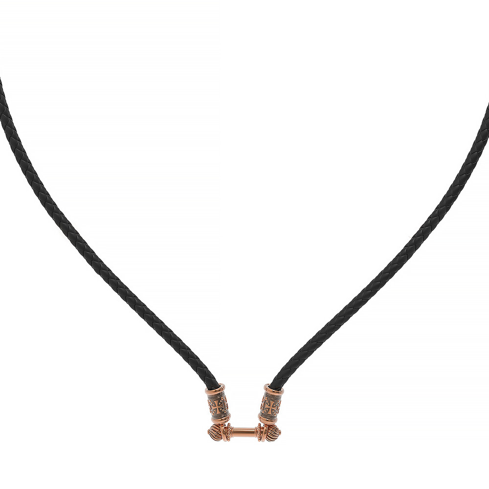 Гайтан из золота c кожаным шнурком