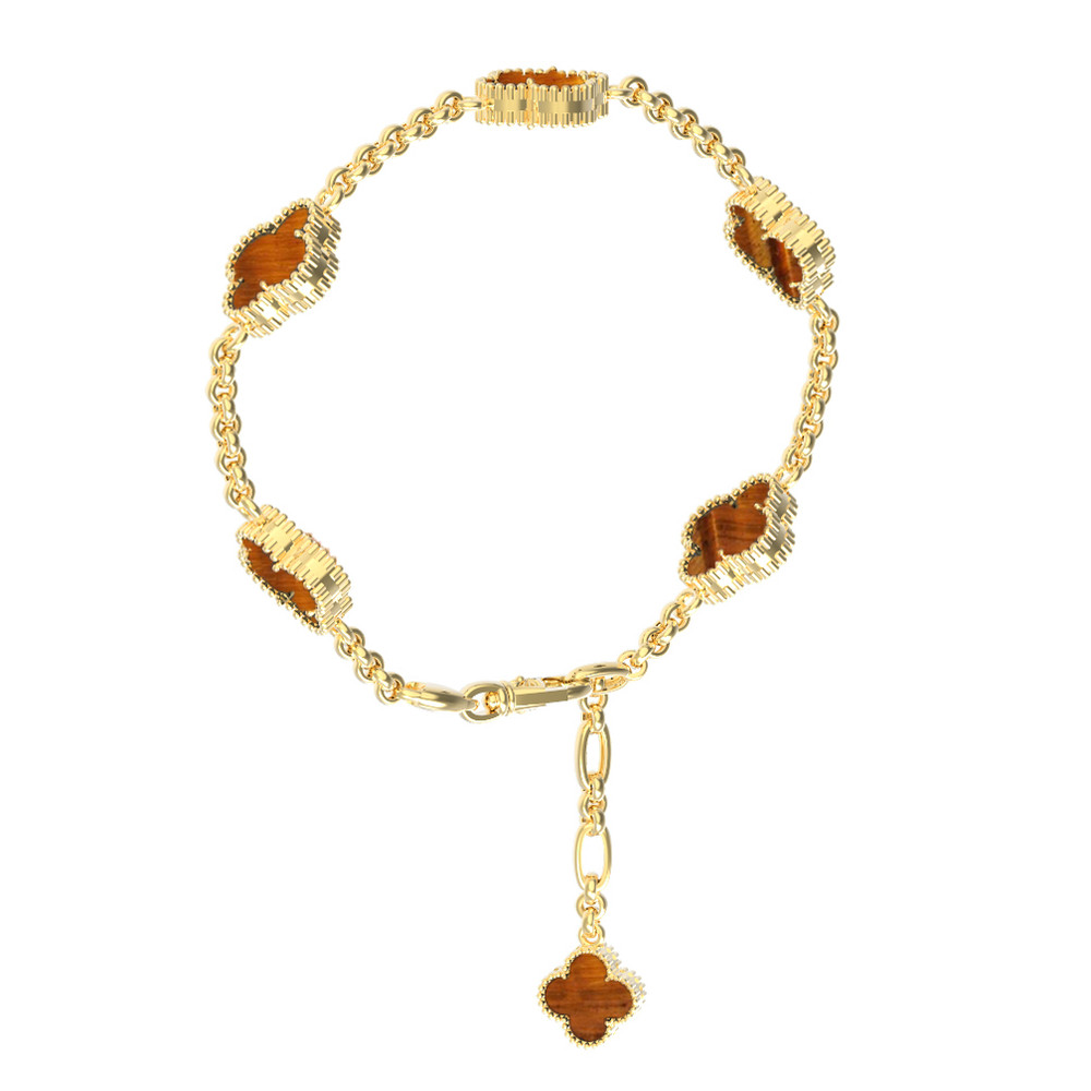 Браслет из лимонного золота c тигровым глазом