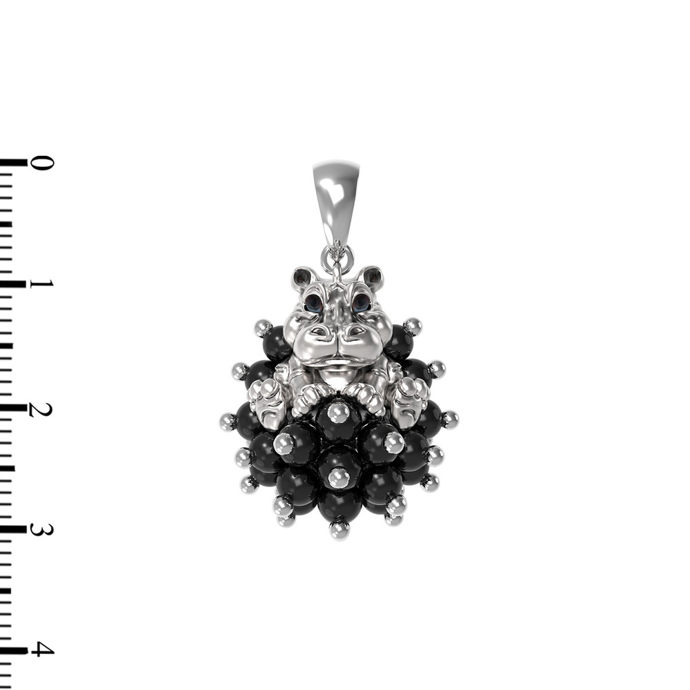 Подвеска из белого золота c эмалью и ониксом