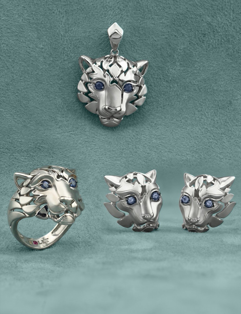 Подвеска из белого золота c сапфиром