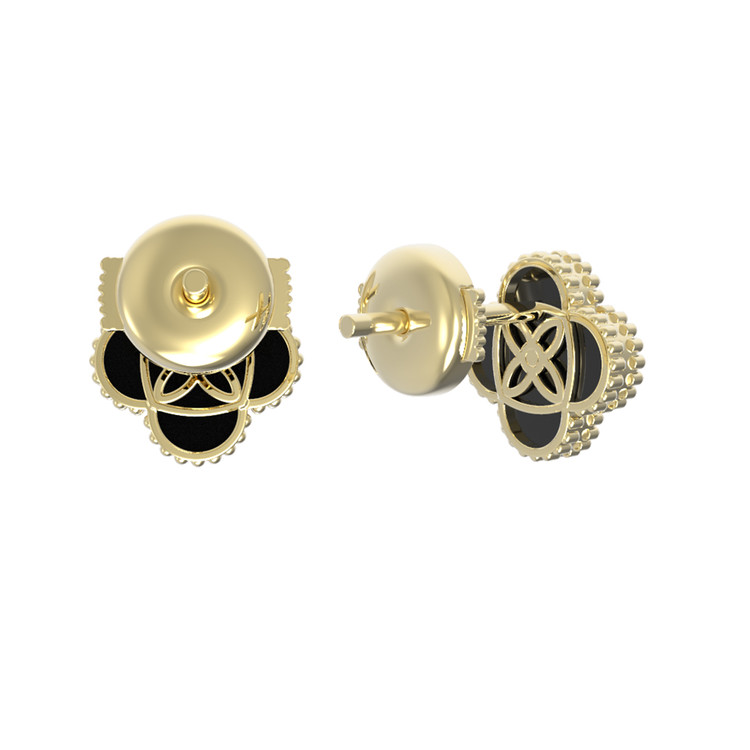 Серьги из лимонного золота c бриллиантами и ониксом