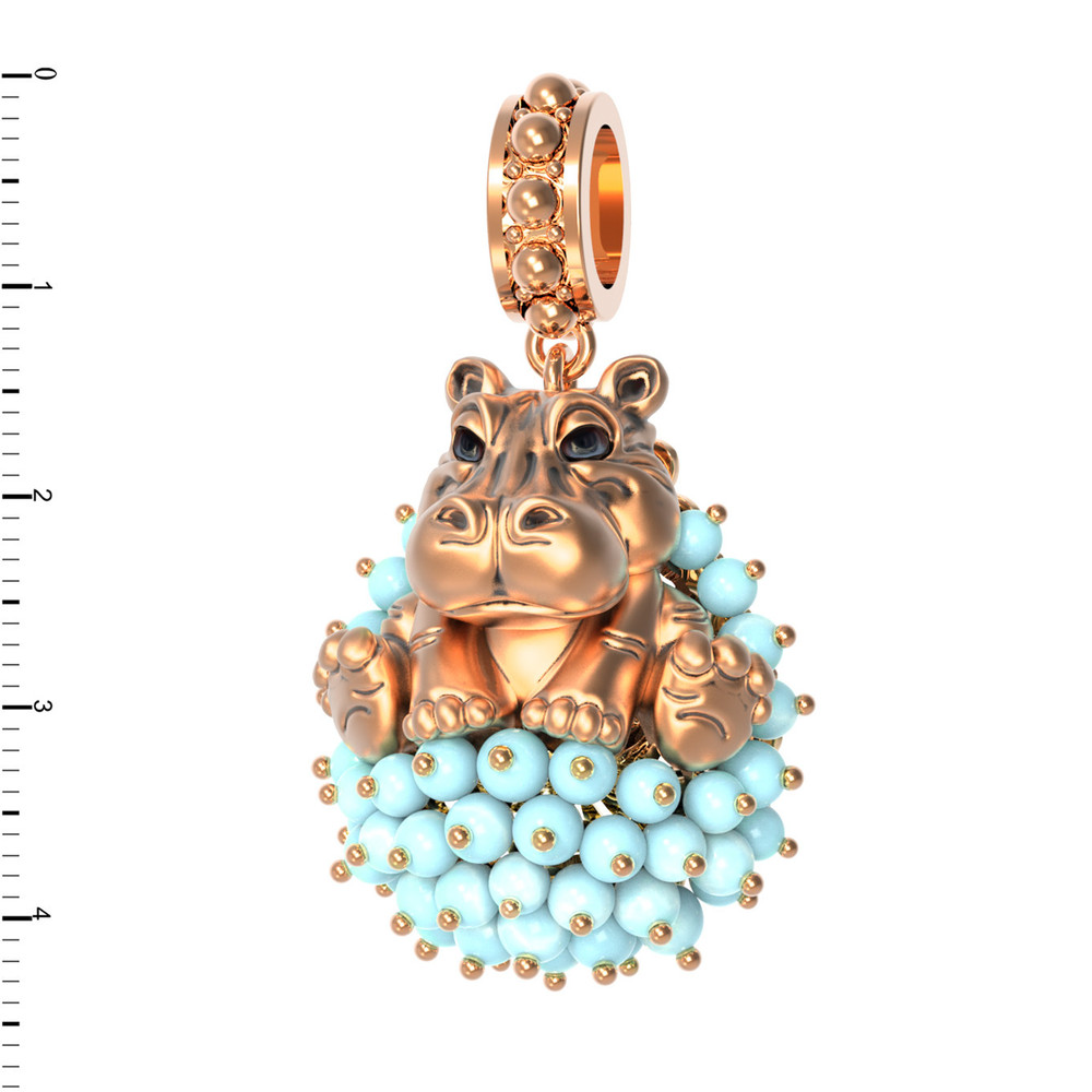 Подвеска из золота c эмалью и бирюзой