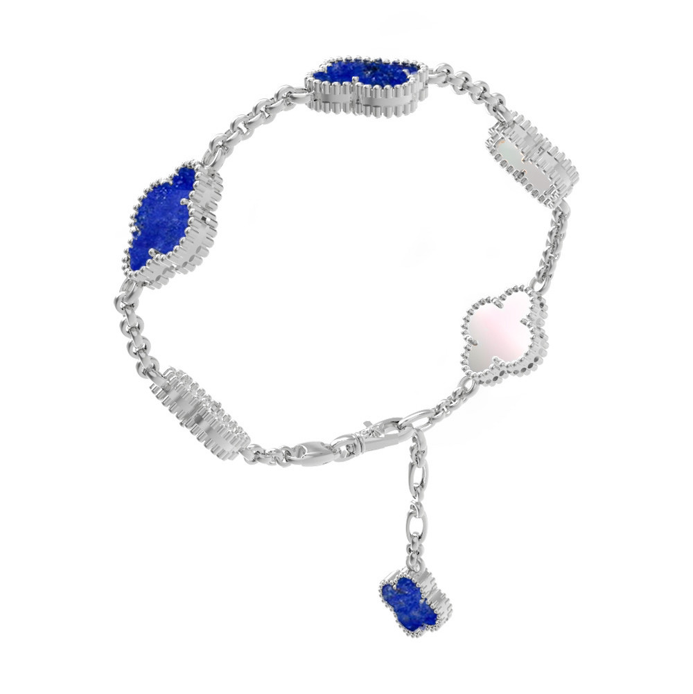 Браслет из белого золота c лазуритом и перламутром