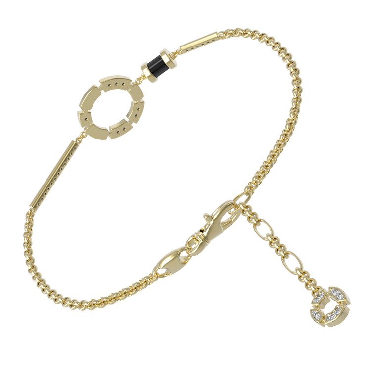 Браслет из лимонного золота c бриллиантами и ониксом