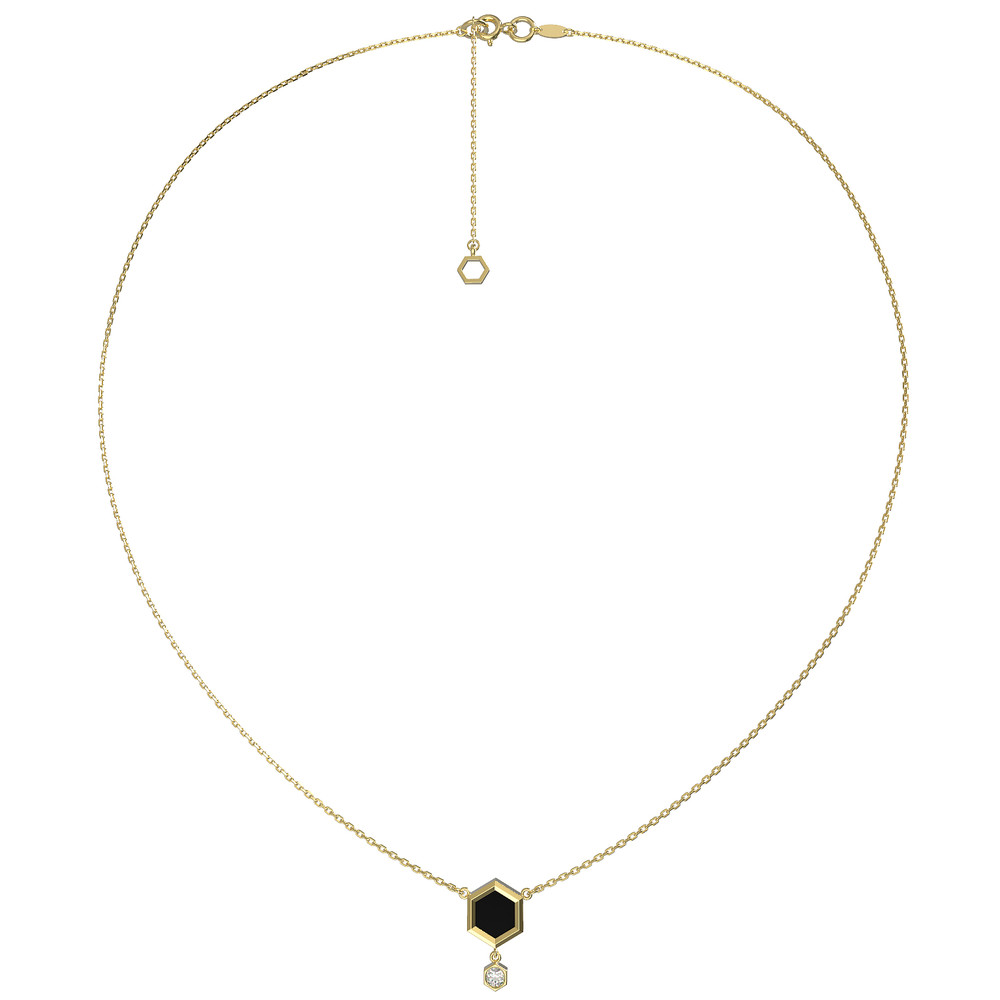 Колье из лимонного золота c бриллиантами и ониксом