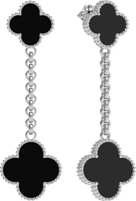 Серьги из белого золота 585 пробы c ониксом