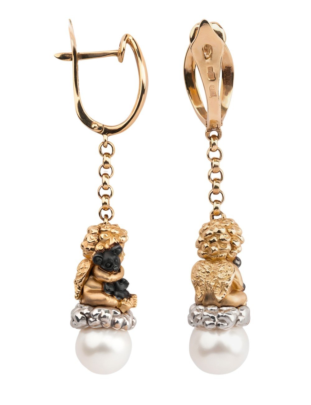 Серьги из золота 585 пробы c жемчугом