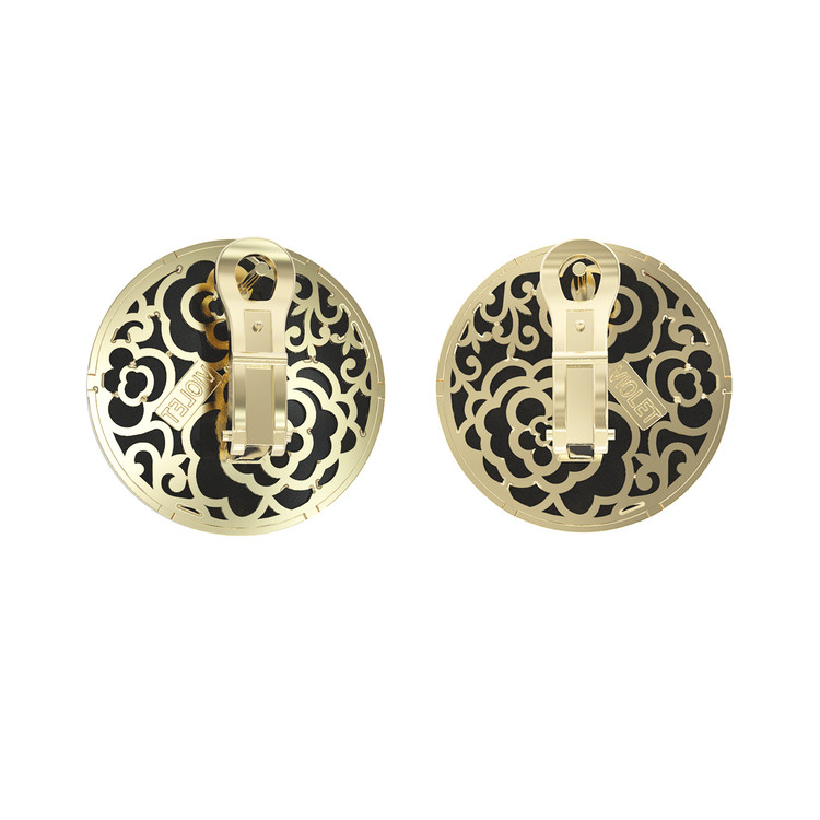 Серьги из лимонного золота c ониксом и перламутром