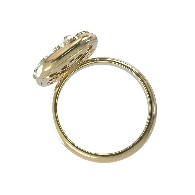 Кольцо из лимонного золота c бриллиантами и перламутром