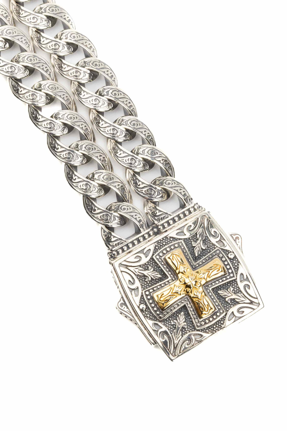 Браслет из серебра и золота c рубином