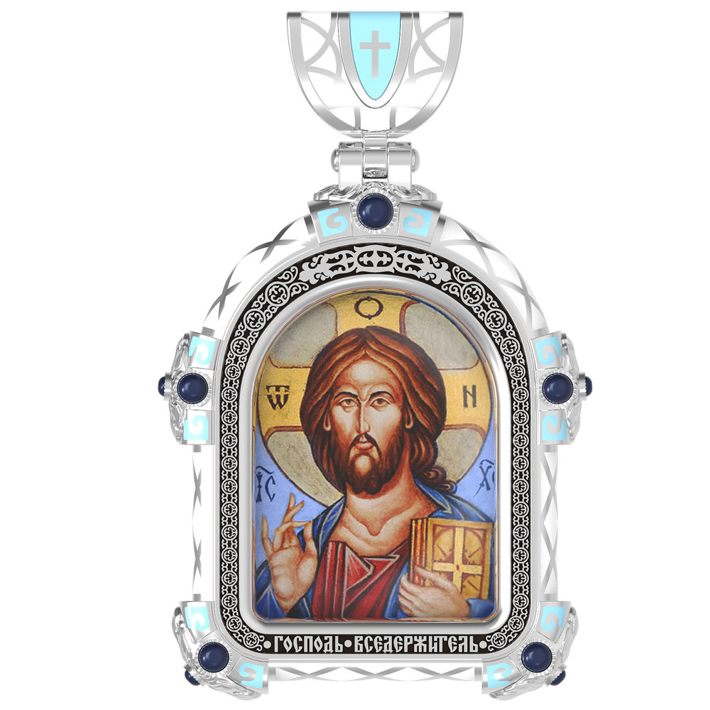 Образок из белого золота c эмалью, иконописью и темперой