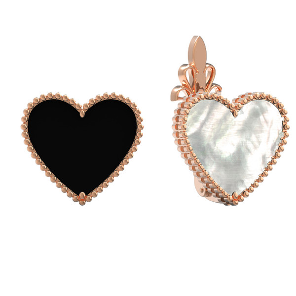 Серьги из золота c ониксом и перламутром