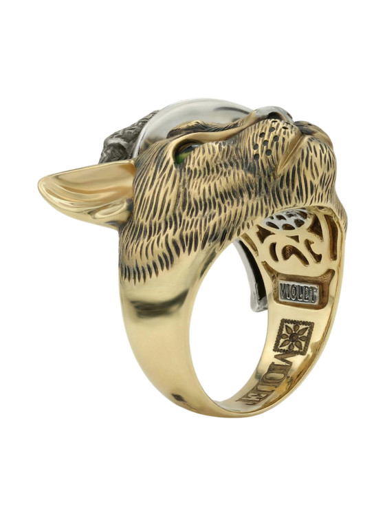 Кольцо из лимонного золота c эмалью