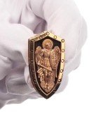 Образок из золота 585 пробы c эбеновым деревом