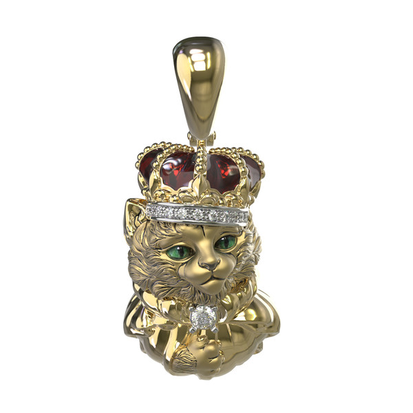 Подвеска из лимонного золота c эмалью, бриллиантами и рубином