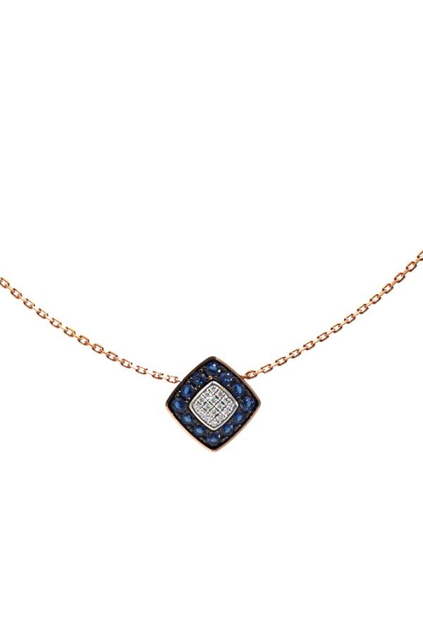 Колье из золота 585 пробы c бриллиантами и сапфиром