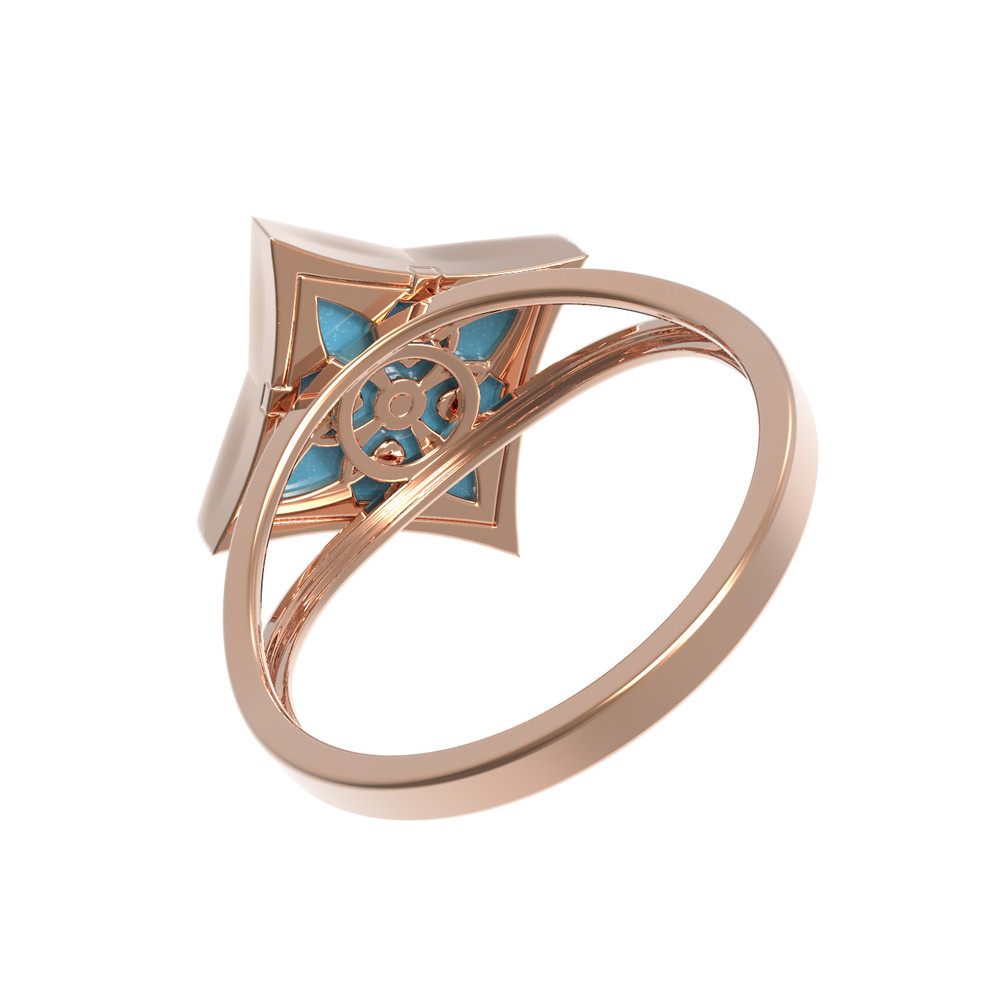 Кольцо из золота c бриллиантами и бирюзой