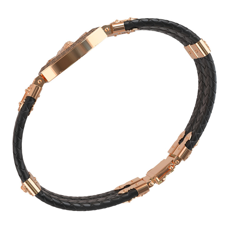 Браслет из золота c эмалью, шнурком и ониксом