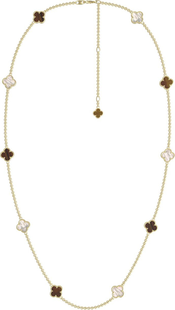 Колье из лимонного золота c тигровым глазом и перламутром