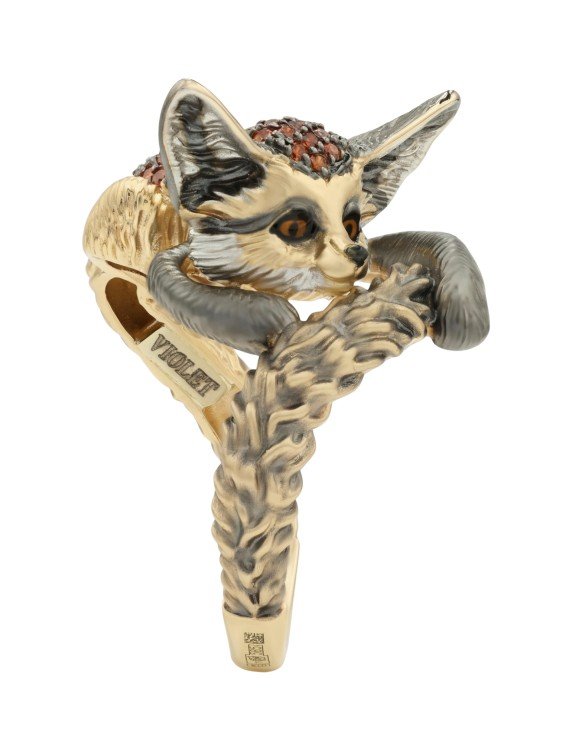 Кольцо из лимонного золота c эмалью и фианитом