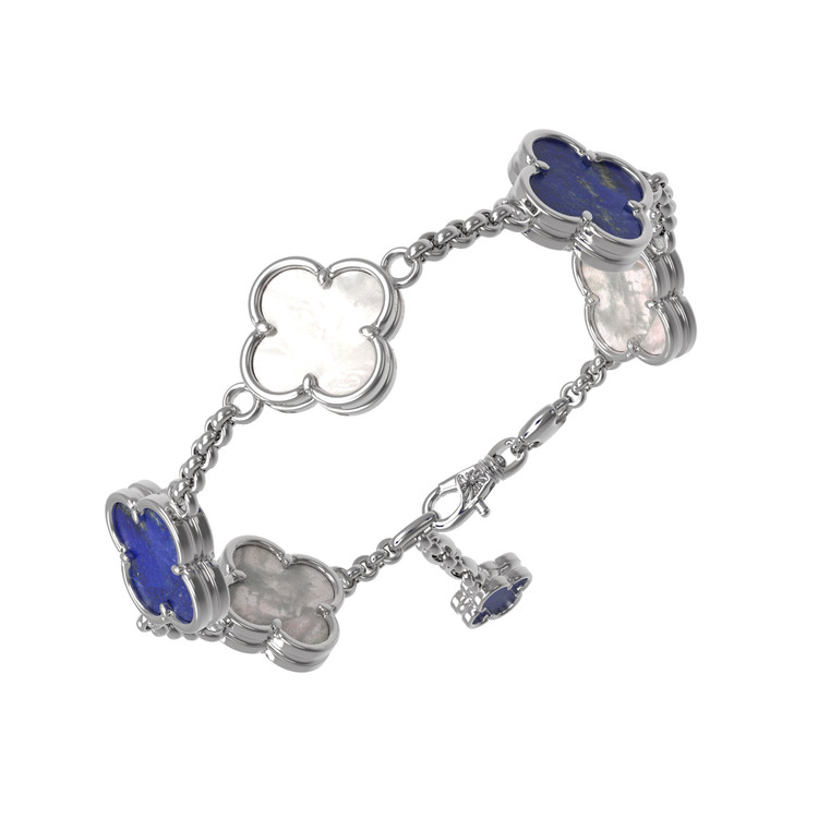 Браслет из белого золота c лазуритом и перламутром