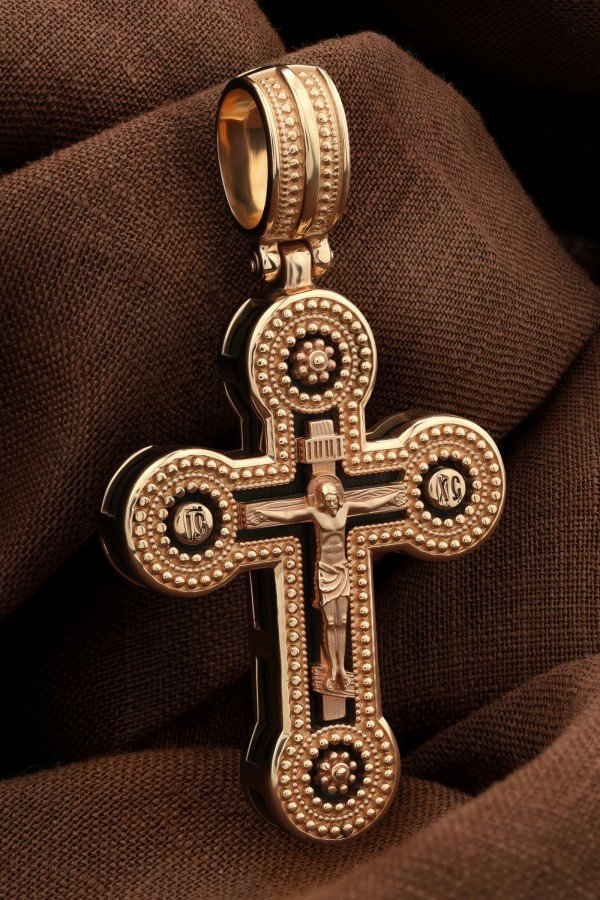 Крест из золота c эбеновым деревом