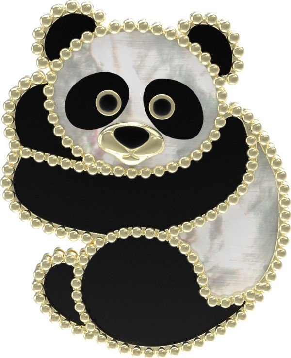 Брошь из лимонного золота 585 пробы c эмалью, ониксом и перламутром