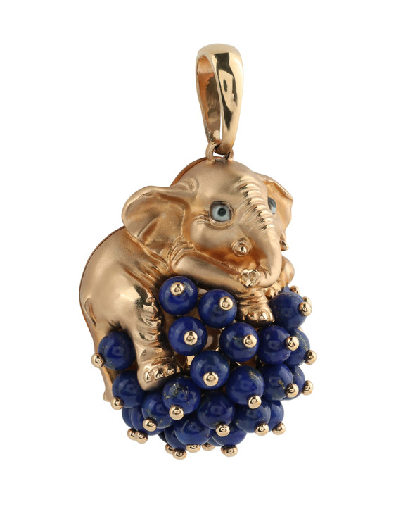 Подвеска из золота c эмалью и лазуритом
