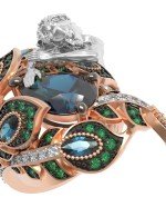 Кольцо из золота 585 пробы c фианитом, топазом London Blue и топазом London