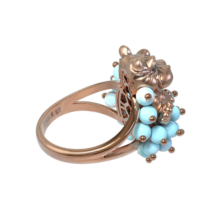 Кольцо из золота c эмалью и бирюзой