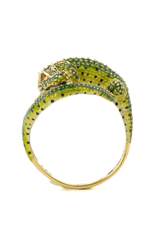 Кольцо из лимонного золота c эмалью