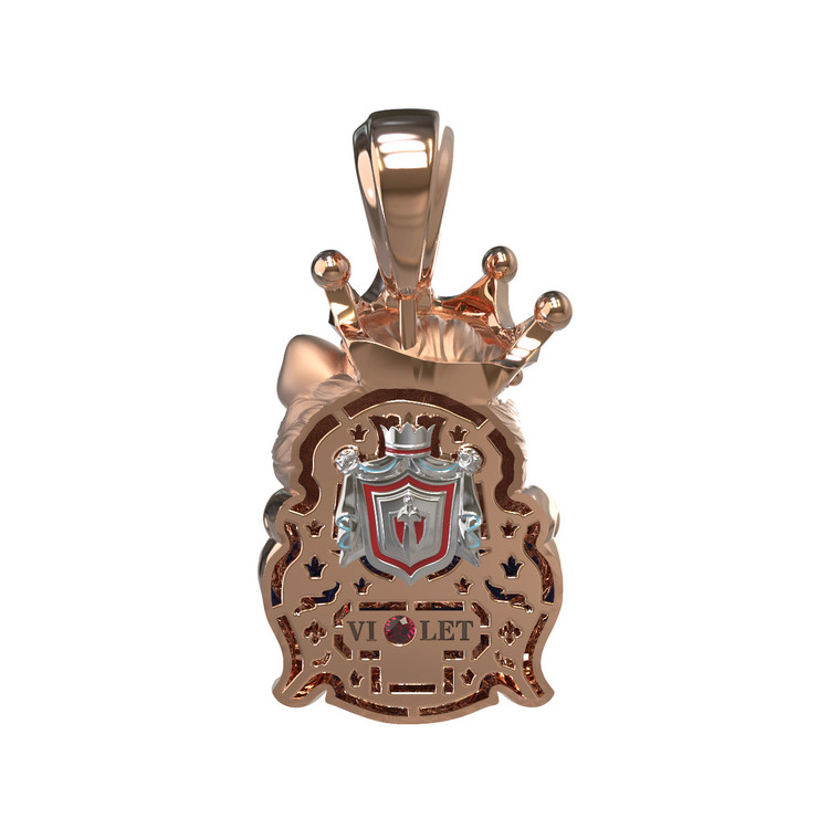 Подвеска из золота c эмалью, бриллиантами и рубином