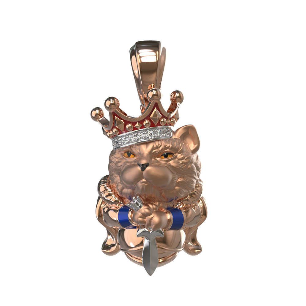 Подвеска из золота c эмалью, бриллиантами и рубином