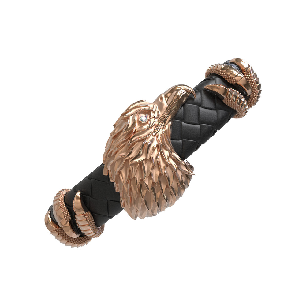 Браслет из золота c бриллиантами и кожаным шнурком