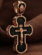 Крест из золота 585 пробы c эбеновым деревом