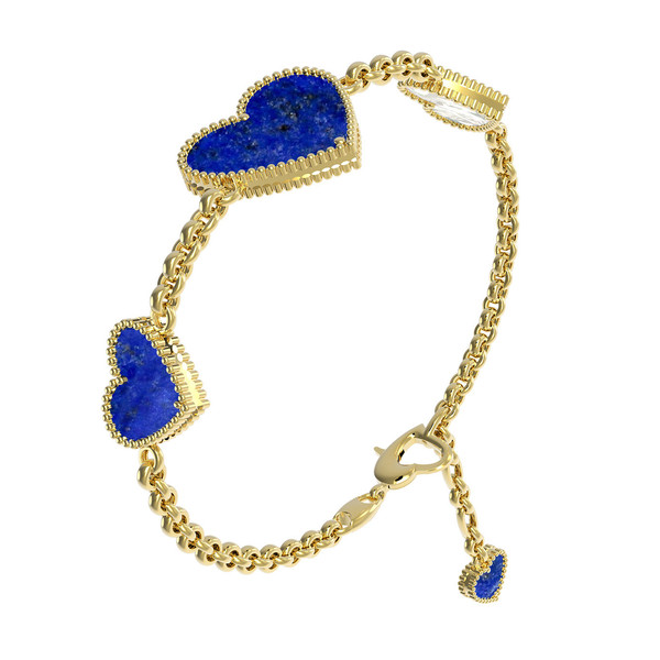 Браслет из лимонного золота c лазуритом и перламутром