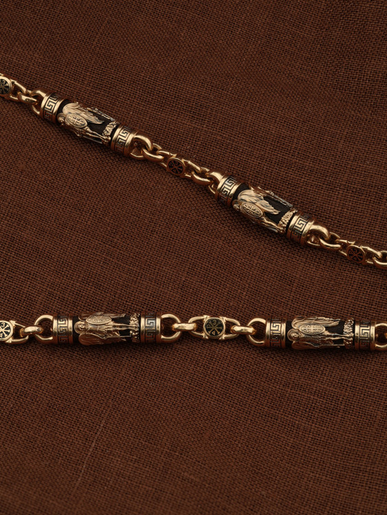 Цепь из золота c эмалью и эбеновым деревом